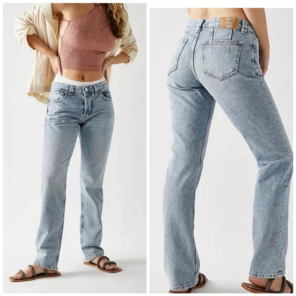 Free People CRVY Siren Low Rise Straight Leg Jean.